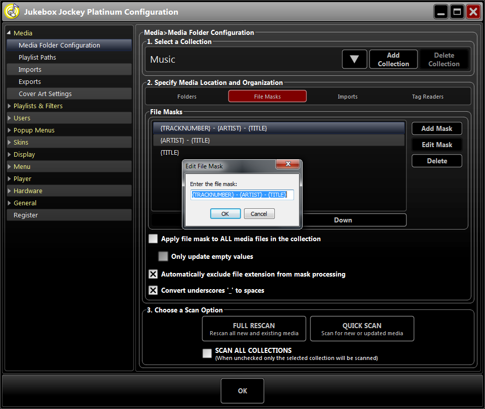 Tagging Media: Jukebox Jockey File Mask Settings